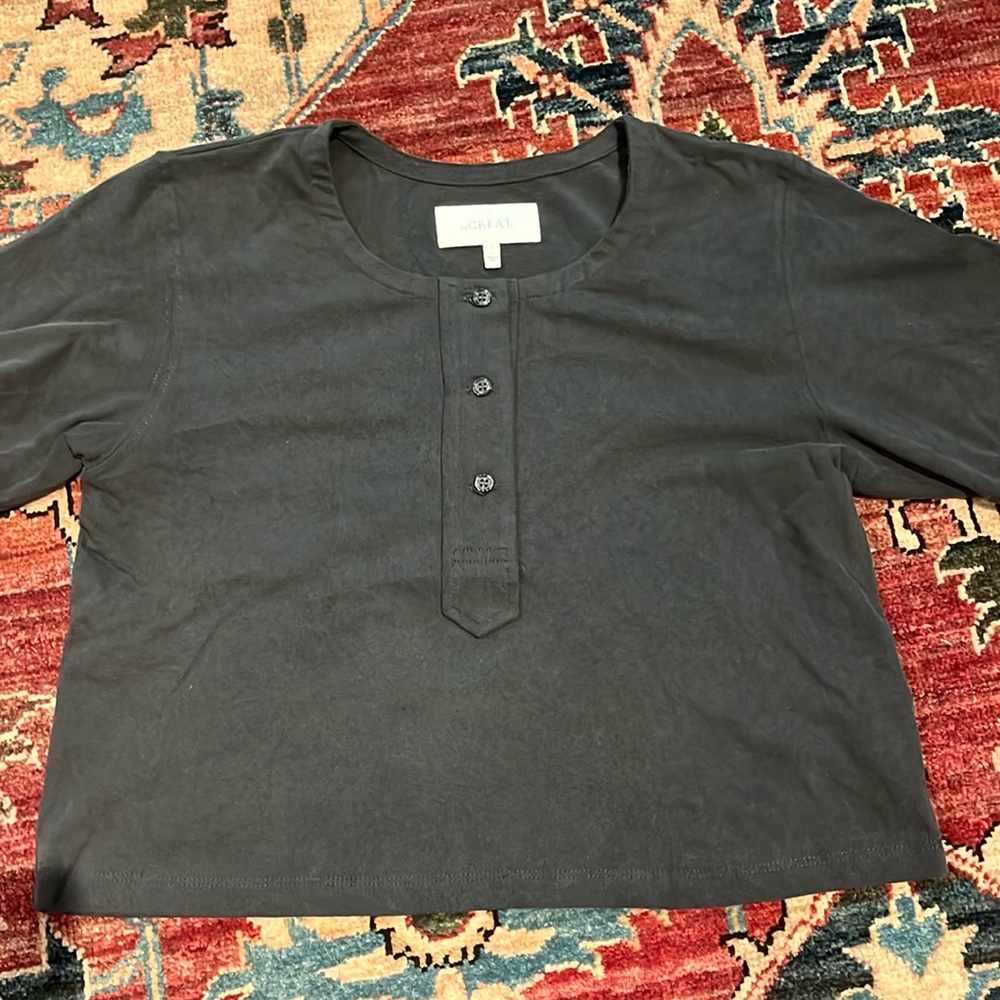 The Great cropped top w button details